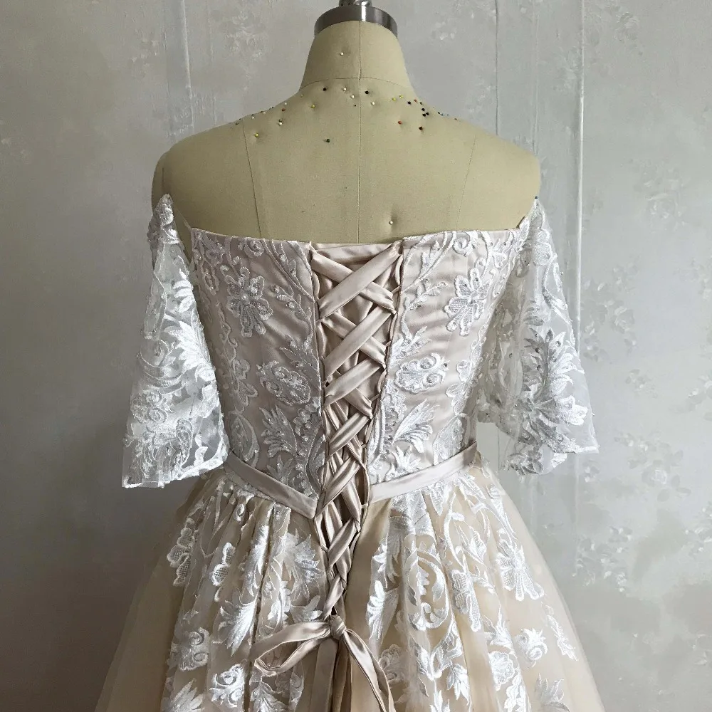 YSF Robe De Mariee простые но элегантные платья до пола с вырезом лодочкой и аппликацией