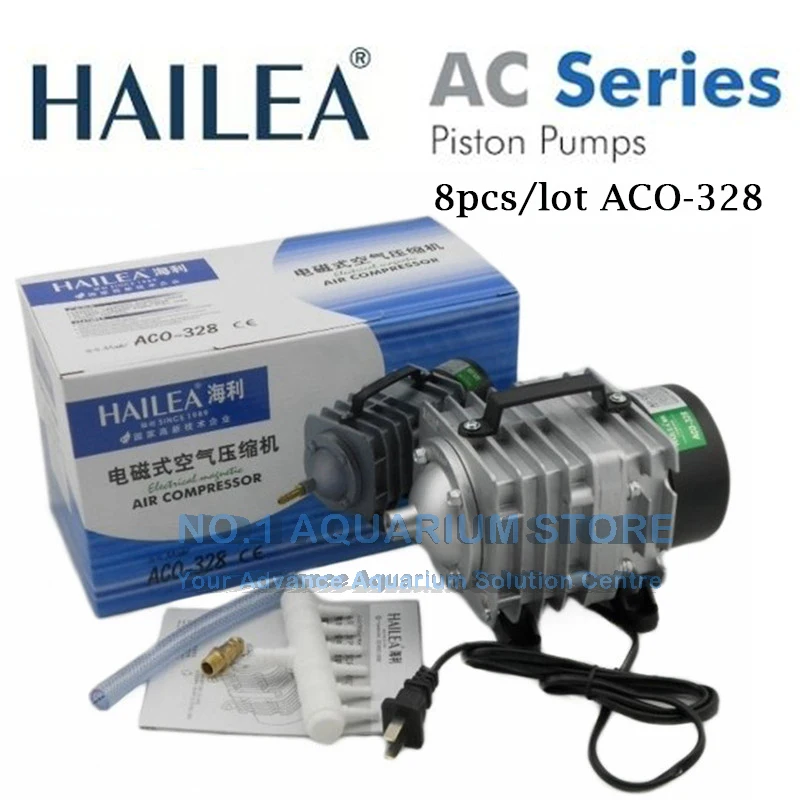 8 шт./лот Hailea ACO-328 55 Вт/60 Вт 82L/мин поршневой воздушный компрессор насос Koi Fish Pond
