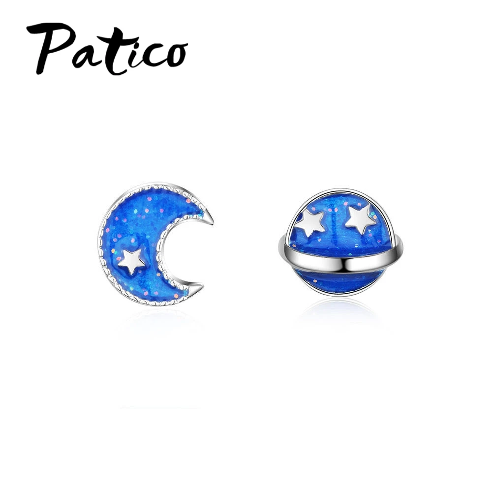 Классические стильные новые асимметричные серьги гвоздики в форме земли и Луны