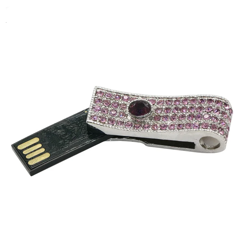 Металлический Кристалл Полный алмаз поворотный брелок флеш-диск USB 2,0 4 ГБ 8 ГБ 16 ГБ 64 Гб карта памяти для хранения U Диск флеш-накопитель
