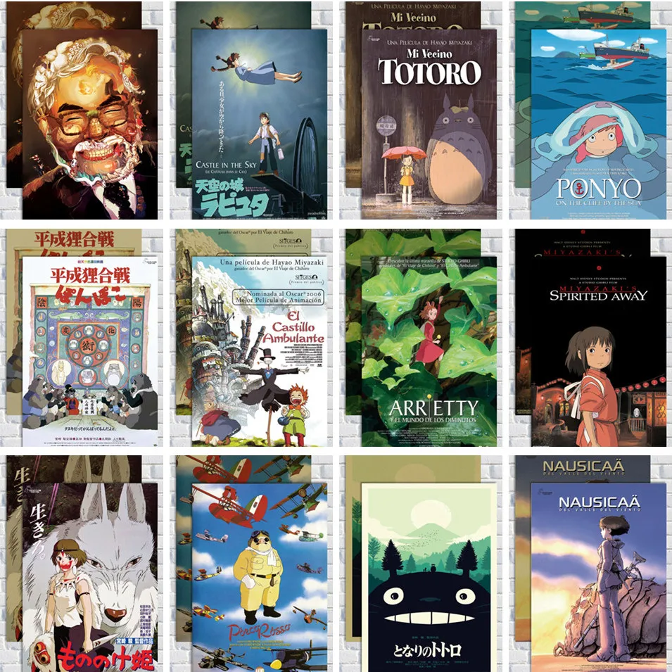 Постеры Hayao Miyazaki Totoro винтажные постер с самолетом ретро украшение декор в комнате