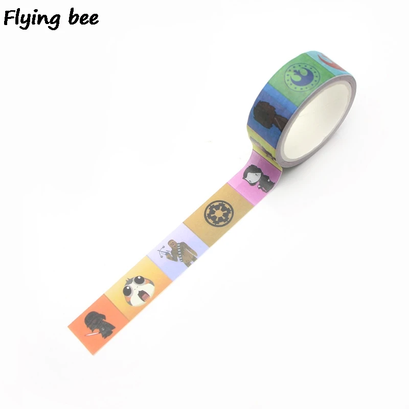 Flyingbee 15 мм X 5 м бумажные ленты ручной работы DIY Декоративные Васи клейкие ленты цветные крутые ленты X0267