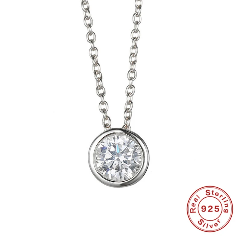 silver plated BOAKO Новое Серебряное колье 925 пробы ожерелье простое круглое CZ циркониевое ожерелье Женская Золотая цепочка Свадебные ювелирные изделия ожерелье - Окраска металла: silver plated