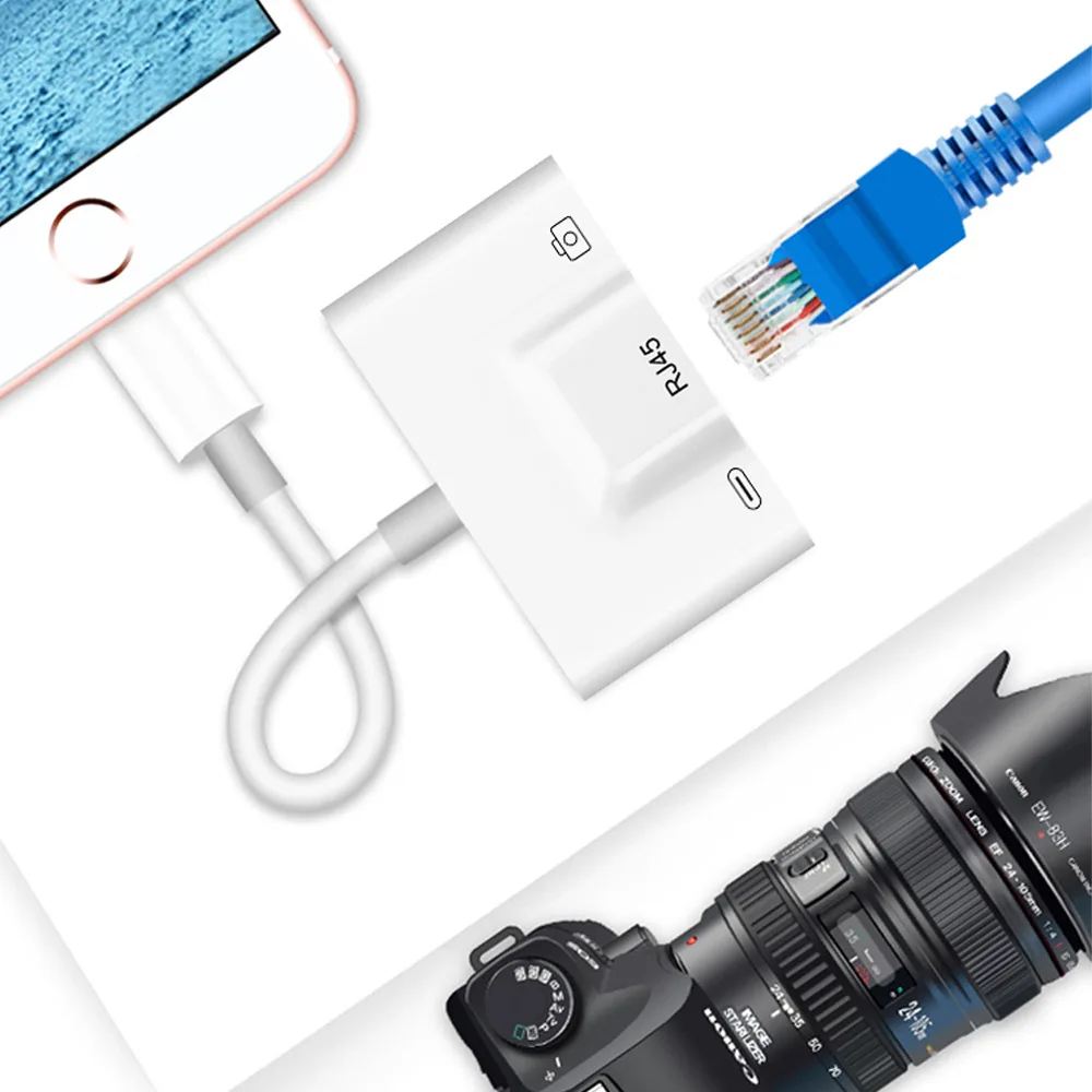 RJ45 Ethernet LAN проводной сетевой адаптер компактный для iPhone Ethernet адаптер для кабель для IPad зарядное устройство Многофункциональный USB порт 3 в 1