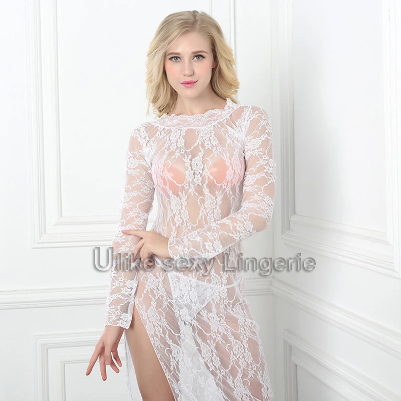 Кружевное женское платье размера плюс XXXL прозрачное Эротическое нижнее белье с