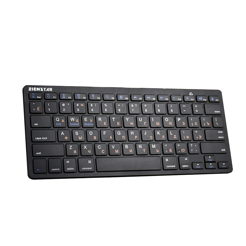 Zienstar России язык ультра тонкая беспроводная клавиатура Bluetooth 3 0 для Ipad Iphone Macbook PC
