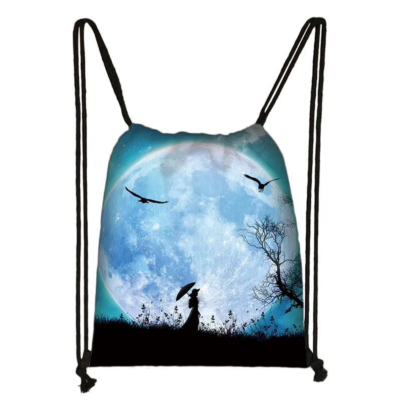 Galaxy / starry night print drawstring bag women travel bag fashion teenager girls canvas softback backpack female storage bag - Цвет: skdxk10