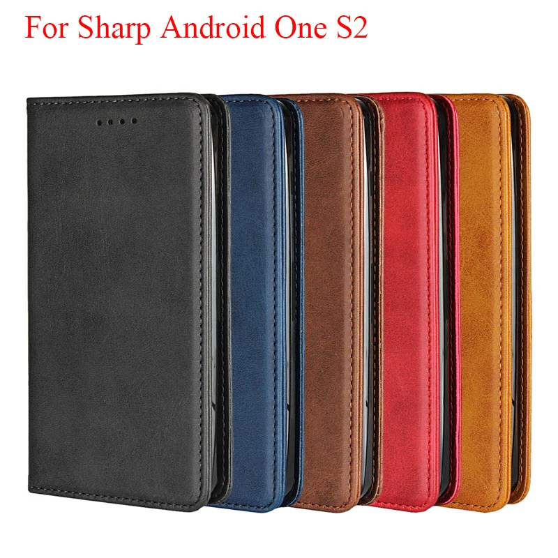For Sharp Andriod One S2 PU Leather Magnetic Case Calf Grain Wallet cases with Card Slots Anti-Knock Cover Shell coque fundas | Мобильные