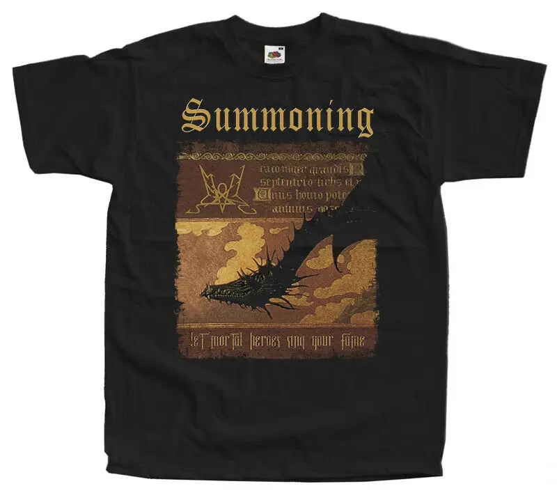 Summoning Let mmoral Heroes поют вашу известность футболка Черная 100% хлопковая Мужская