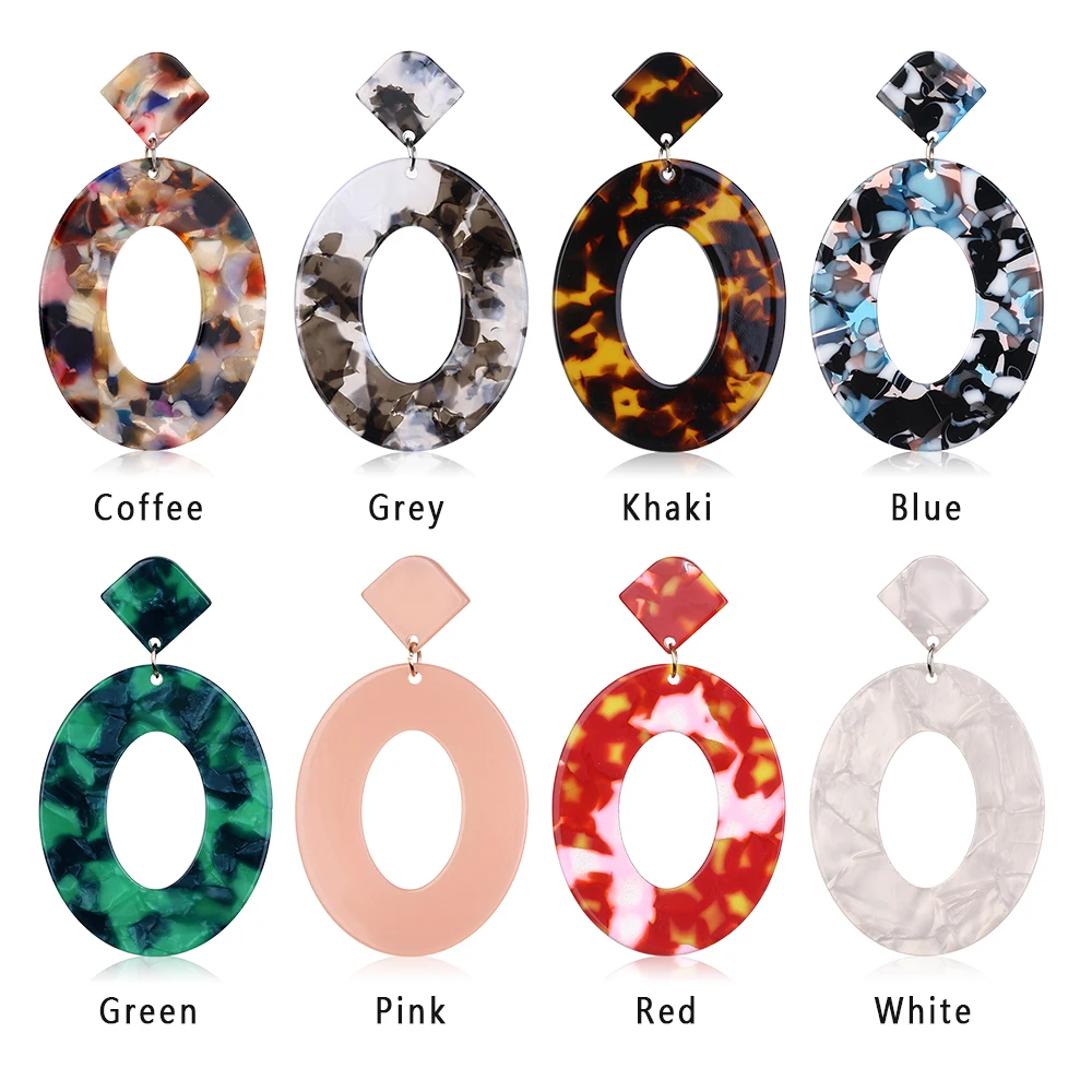 Женские Висячие серьги с овальной подвеской из акриловой смолы большие круглые