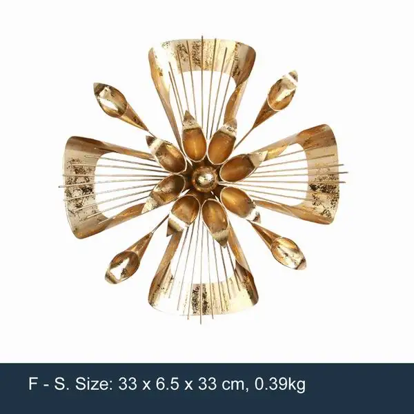 F-S Цвести Аннотация Искусственный Металл Wall Art Home Decor Железный Золотой Стикер Стены Домашнего Декора Комнаты - Цвет: F-S