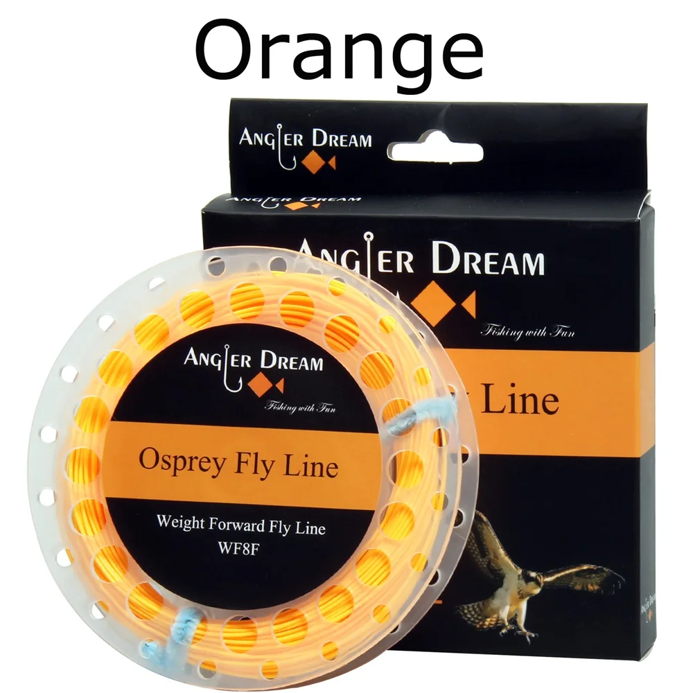 Orange WF 1 2 3 4 5 6 7 8 9WT леска для ловли нахлыстом 2 сваренная петля Вес вперед плавающий оранжевый желтый, зеленый, розовый синий Летающая леска с катушкой - Цвет: Orange