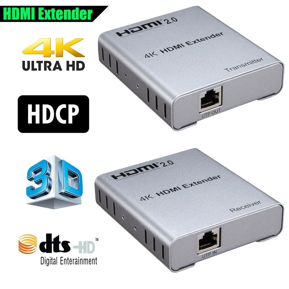 Pushijie 4K60HZ HDMI удлинитель YUV4:4:4 по CAT5e/6A до 267FT 1080P 167FT 4K Поддержка 18 Гбит/с HDR IR HDMI2.0