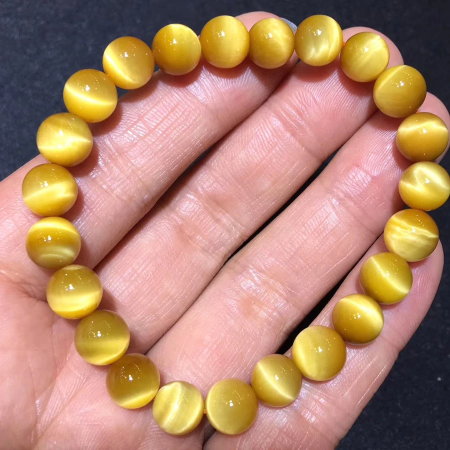 

South African gold tiger eye natural stone bracelet men and women ornaments crystal silver bracelet elastic chain