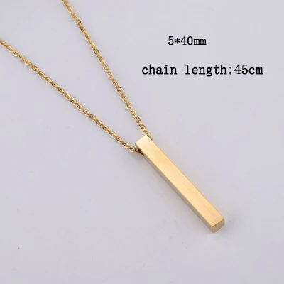 5x40mm gold Серебряное/золотое/розовое золото ожерелье из нержавеющей стали заявленное Пустое имя пластины кулон и ожерелье зеркальное полированное 5 шт - Окраска металла: 5x40mm gold