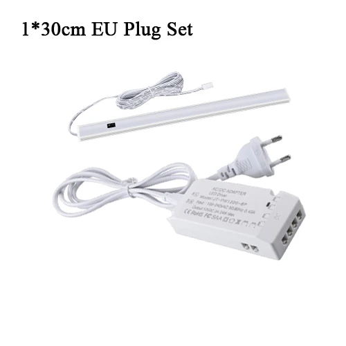 1x30cm-EU PLug Ручная развертка умный переключатель Светодиодная подсветка под шкаф кухонная Лампа PIR датчик движения светодиодный светильник 30 см 40 см 50 см спальня шкаф ночник - Цвет: 1x30cm-EU PLug