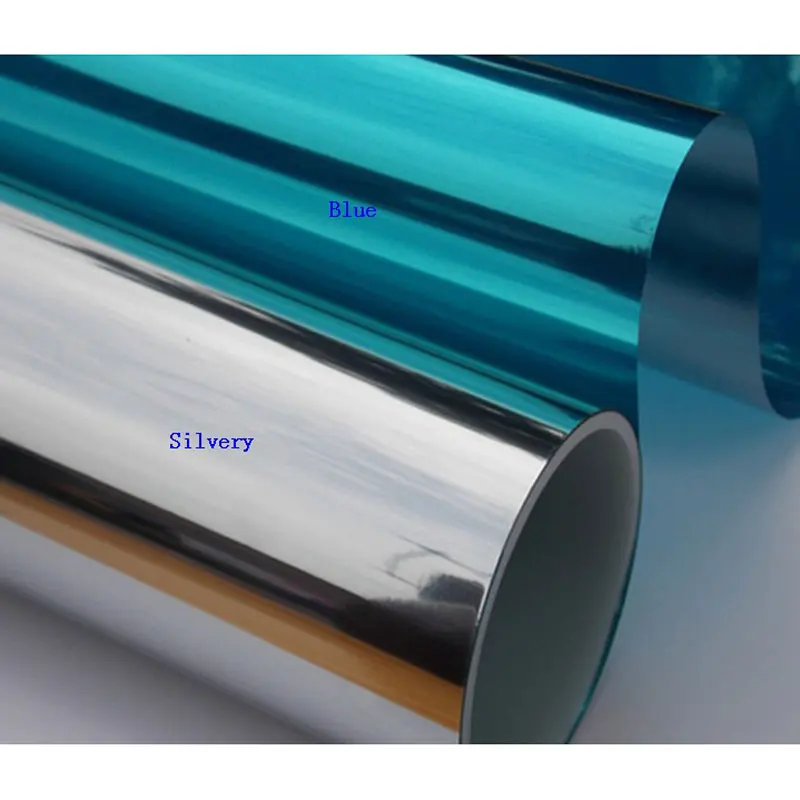 

30*200cm Blue Silver Solar Mirrored Heat Control Window Film Reflective One Way Privacy Decoration Film For Home Office Building