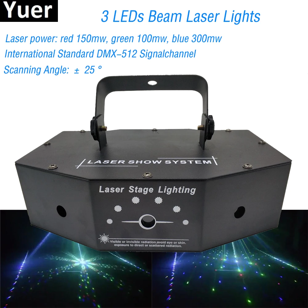 Professional Music Light 3 Eyes Laser Light 3 Eyes RGB Full Color Scan Pattern DJ Laser Light For Disco KVT Party Show Nightclub
