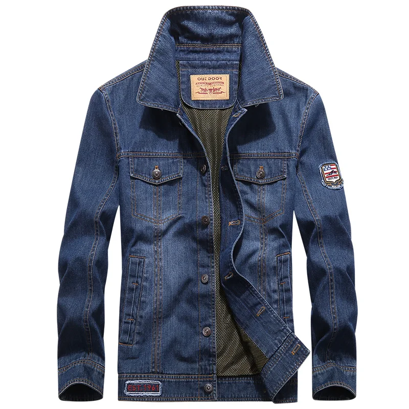 Denim Blue YIHUAHOO куртка мужская размера плюс 4XL 5XL Повседневная Весенняя Осенняя брендовая джинсовая куртка в ковбойском стиле с несколькими карманами Карго джинсовая куртка мужская BBZD-3219 - Цвет: Denim Blue