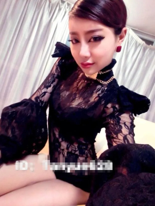 Сексуальный женский костюм певицы Кружевной Костюм динамик рукава боди черный