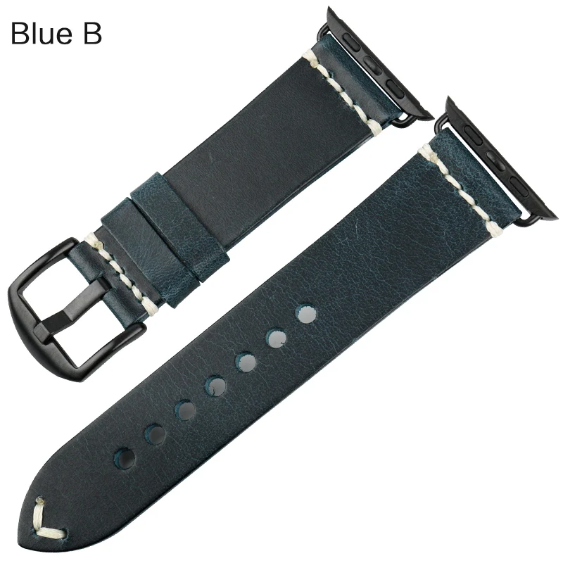 Blue B Аксессуары для часов MAIKES из натуральной коровьей кожи для Apple Watch 44 мм 42 мм и iwatch ремешок 40 мм 38 мм серия 4 3 2 1 браслеты - Цвет ремешка: Blue B