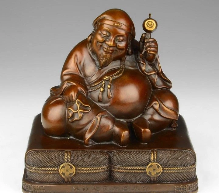 

8 Tibet Buddhism Red Copper Mahakala God wealth Mammon Bodhisattva Buddha Statue