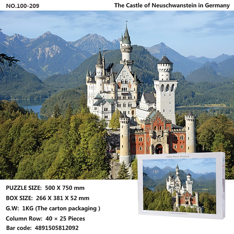 Famous architectural landscape puzzle 1000 pieces of adult cartoon anime children's educational toys decompression custom gift | Игрушки