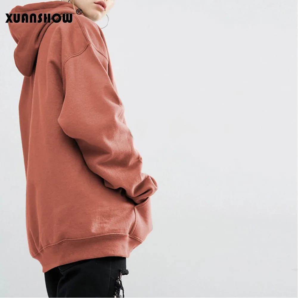XUANSHOW/осенние женские толстовки с длинным рукавом однотонные Harajuku пуловеры