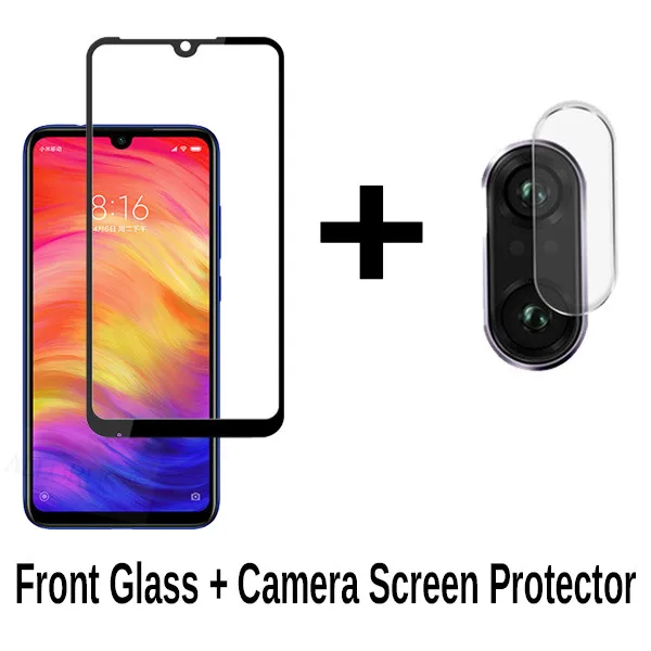 2 in 1 Glass 3-в-1 чехол+ Камера закаленное стекло для Redmi 7A Note 7 Glass линза стекло на редми 7 а редми нот 7 Камера стекло бесплатный подарок стекло редми 7а редми ноут 7 чехол+ стекло Redmi 7A Note 7 стекло - Цвет: 2 in 1 Glass