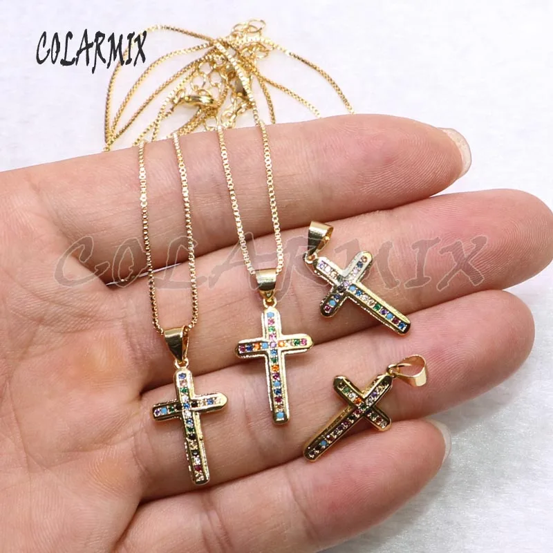 Оптовая продажа 8 шт. цветной Яркий Циркон золотой цвет металлические подвески в