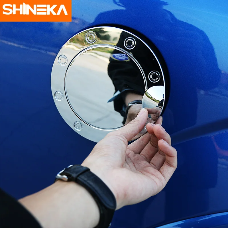 

SHINEKA Chrome 3 Colors ABS Fuel Tank Cover Gas Door Cap Oil Door Cover Sticker for Ford F150 2015+