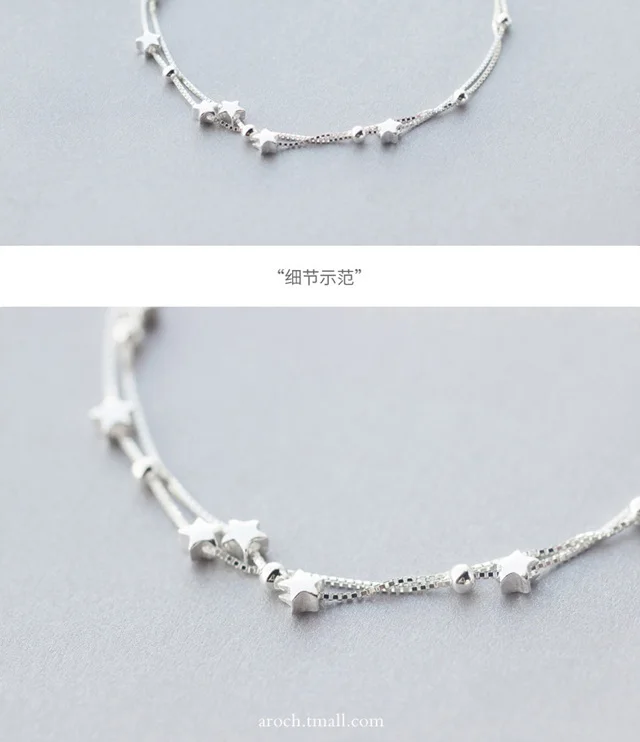 Trustdavis 925 пробы серебряные модные милые двухслойные бусы браслет на лодыжку звезда для женщин модные ювелирные изделия из стерлингового серебра DS21