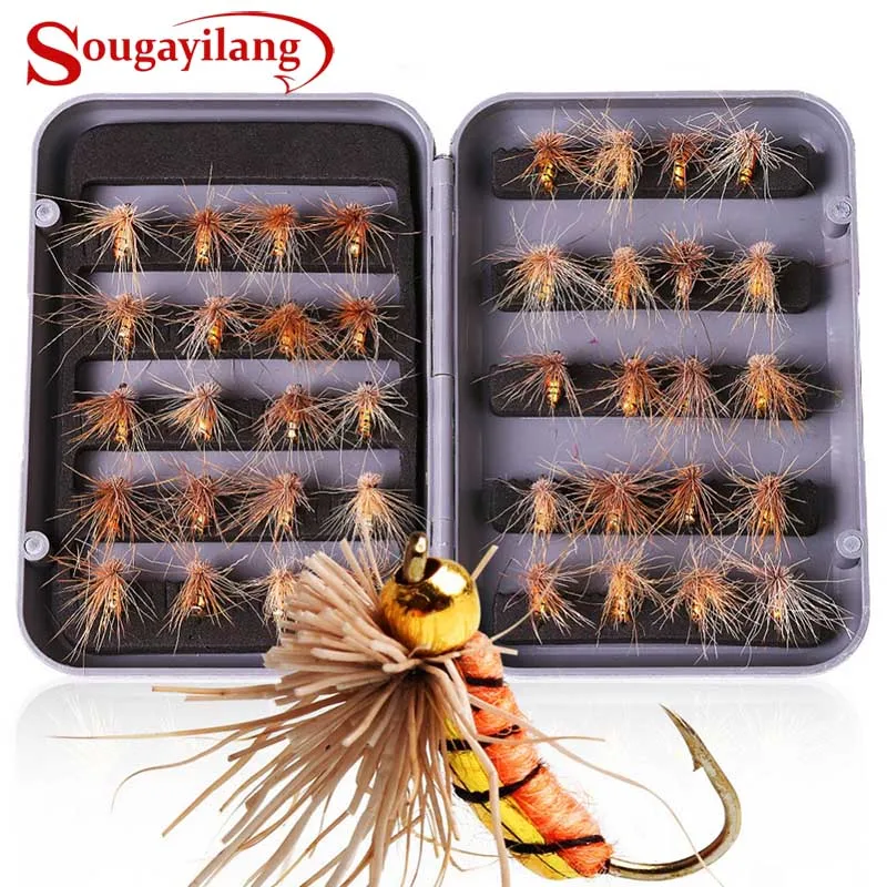 Sougayilang искусственная приманка 40 шт. для нахлыстом различные сухие крючки