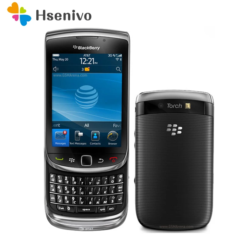 Восстановленный разблокированный смартфон BlackBerry фонарь 9800 QWERTY и touch 3 2 дюйма Wi Fi