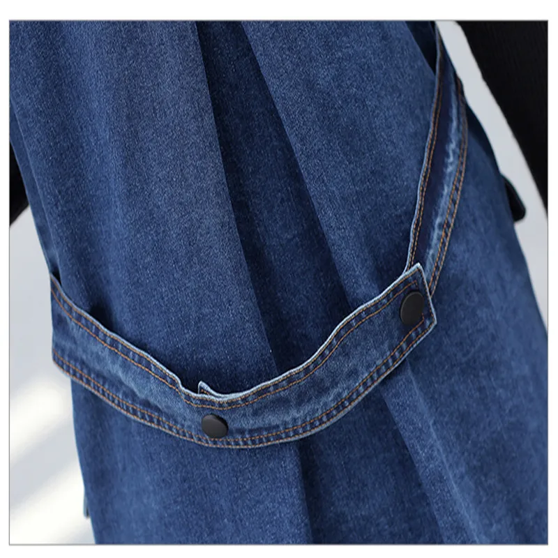 

New Spring Autumn Women Coat Fashion Plus Size Slim Vestido Casual Double Breasted Jeans Vest For Women Denim Vest Outerwear