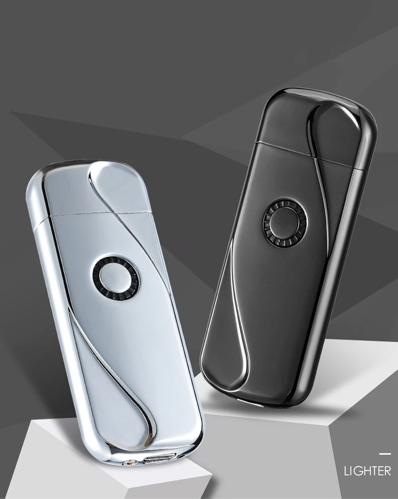Мини-металлические электрические USB зажигалки импульсная тонкая сигарета Электронная зажигалка бездымный перезаряжаемая катушка ветрозащитная зажигалка