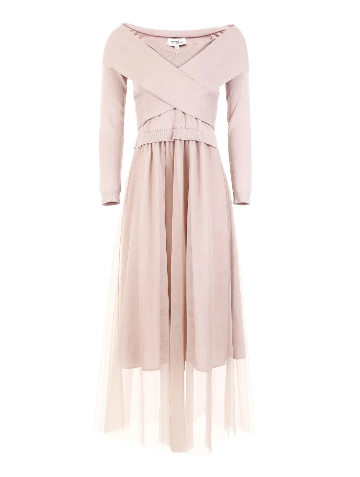 Vero Moda трикотажные Gauzy Splice 3/4 рукава Макси/длинное платье Вечерние платья | 31837C530