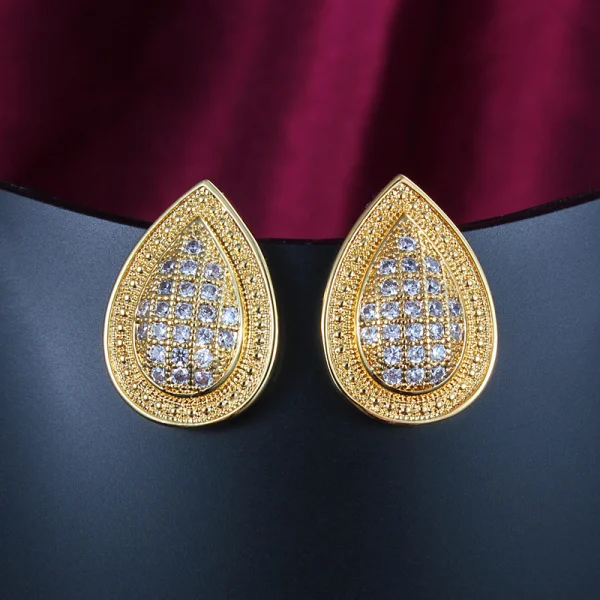 Водная капля Классическая Подвеска ожерелье и серьги-гвоздики наборы женские