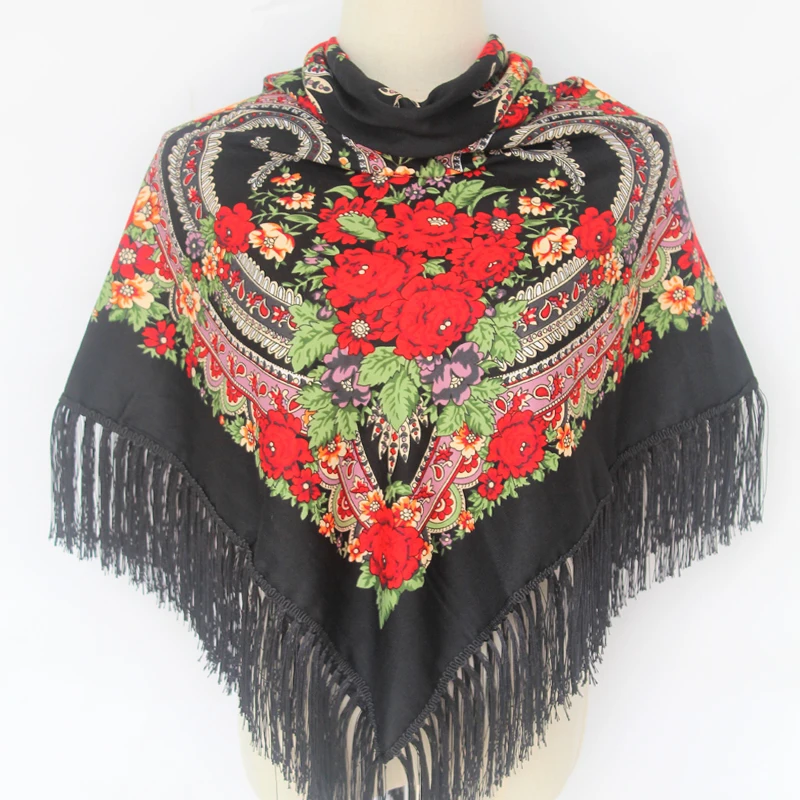 Роскошные брендовые русские классические большие шарфы с бахромой цветочный