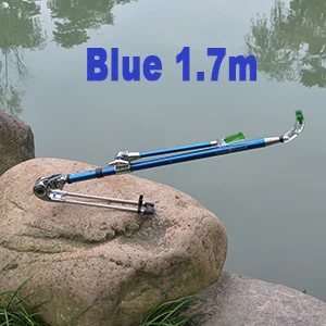 Blue1700mm Алюминиевый сплав нержавеющая сталь swingable телескопическая удочка держатель Поддержка Синий и Красный Рыболовный аксессуар инструмент можно сложить - Цвет: Blue1700mm