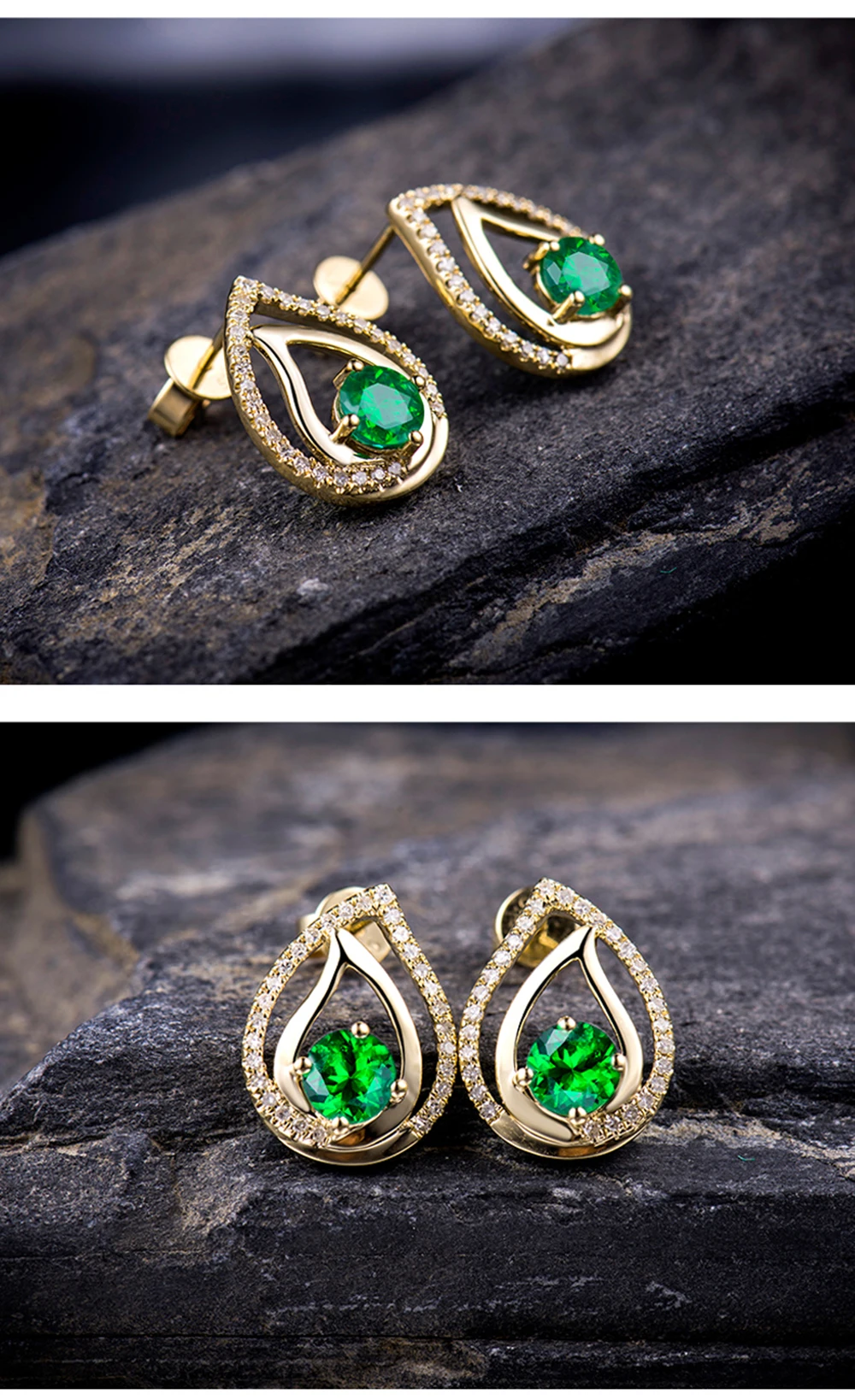 LOVERJEWELRY женские серьги Пуссеты Серьги Настоящее 18 К желтое золото натуральный круглый цаворит классические серьги для женщин вечерние ювелирные изделия для офиса