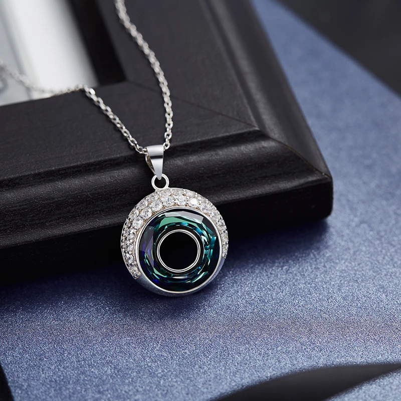 Malanda бренд Мода 2017 г. круглый кристаллами от Swarovski 925 серебро Макси Ожерелья