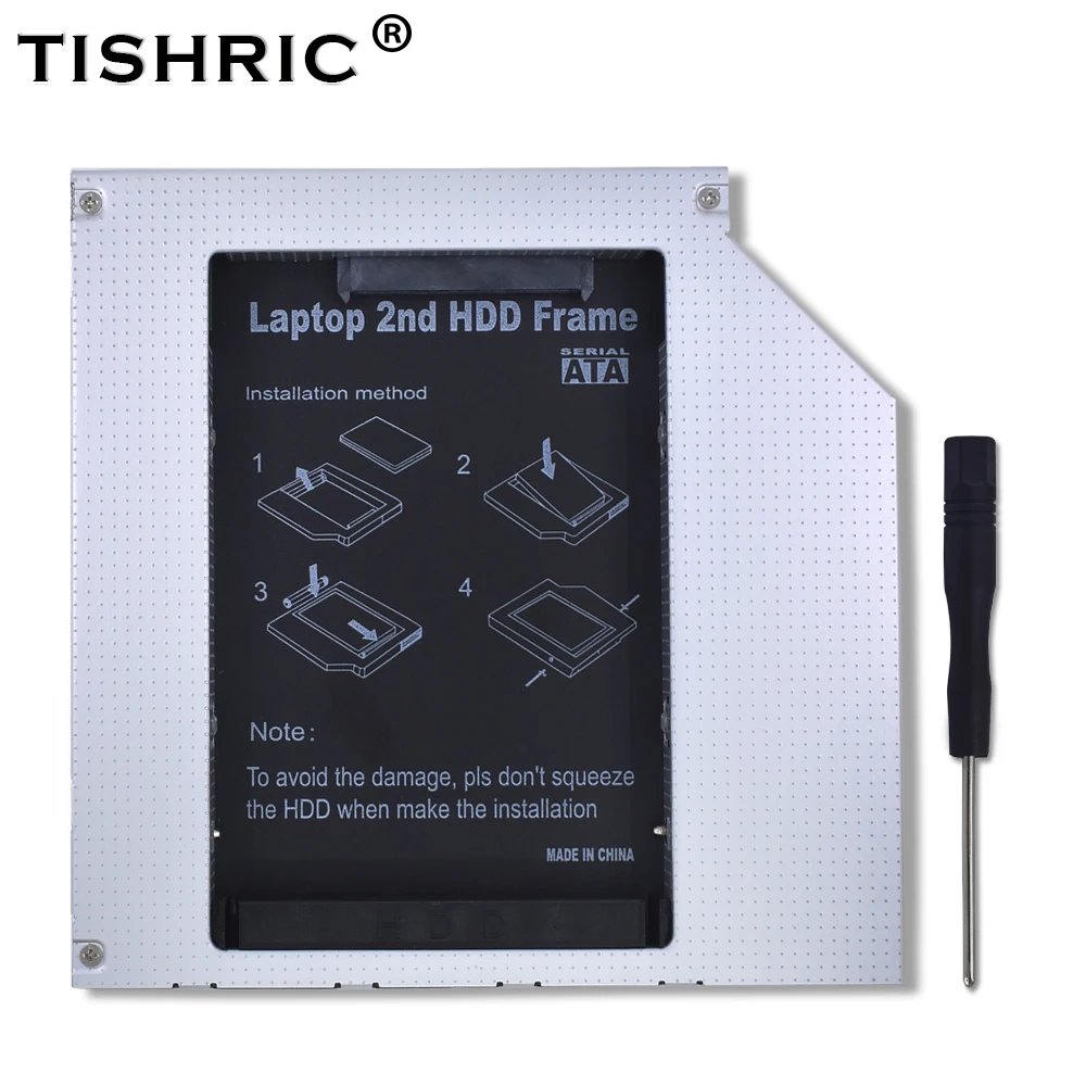 Фото TISHRIC для ноутбука ODD DVD ROM Optibay алюминиевый 2 й HDD Caddy 12 7 мм IDE на SATA 5 дюйма Чехол ssd hdd
