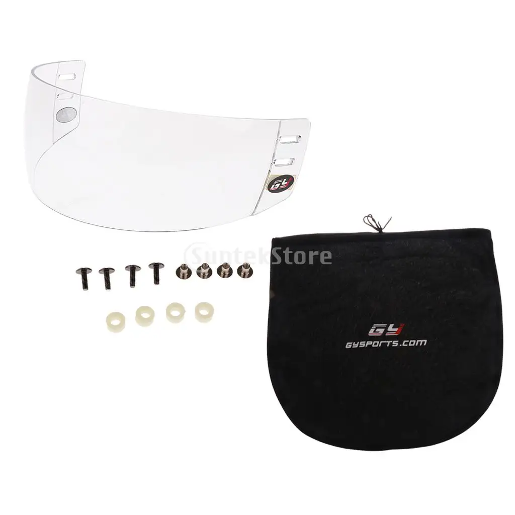 CE Approved Anti-fog Anti-scratch Ice Hockey Visor Shield with Mounting Hardware Plus Dustproof Helmet Equipment Storage Bag | Спорт и
