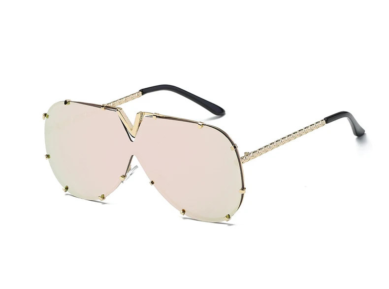 C11 Pink Mirror Новинка, цельные солнцезащитные очки пилота, мужские брендовые дизайнерские высококачественные большие солнцезащитные очки, женские солнечные очки, металлические UV400 зеркальные - Цвет линз: C11 Pink Mirror