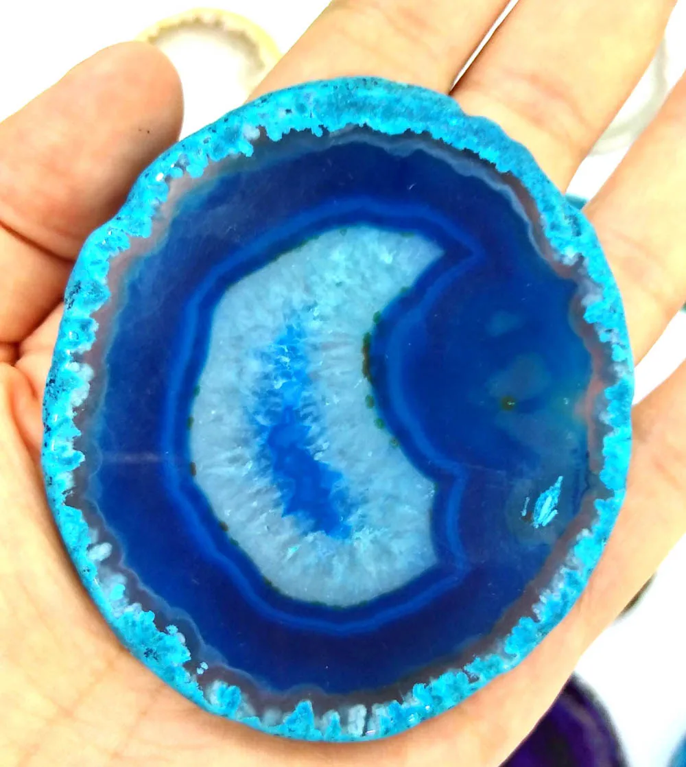 5 шт. Агатовые кусочки с золотыми кабошонами карты Geode 2 дюйма оптовая продажа для