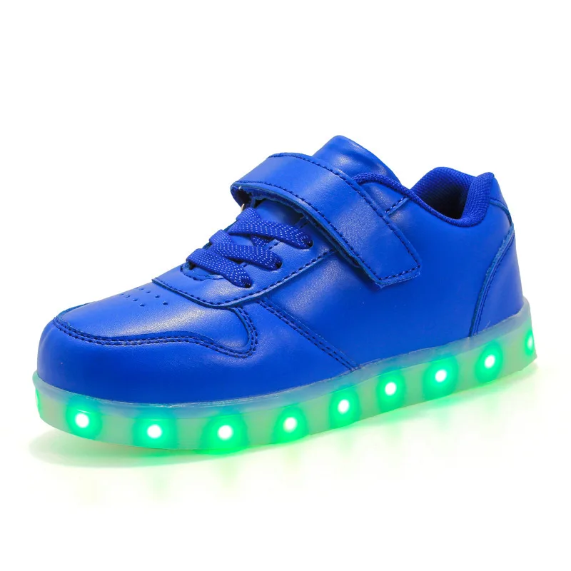 Shining Blue UncleJerry Led обувь для детей Зарядное устройство USB светящаяся обувь для Мальчики Девочки светящиеся рождественские кроссовки - Цвет: Shining Blue