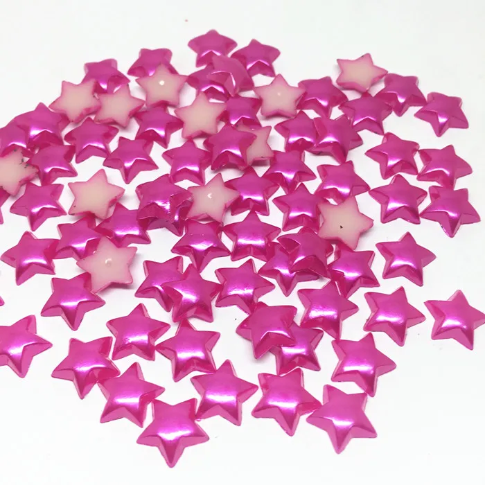 Fuchsia 100 шт 10 мм жемчужные кабошоны белого, розового, серебристого и красного цветов из смолы с плоской задней поверхностью, украшения для изготовления открыток, рукоделия, свадьбы, Рождества - Цвет: Fuchsia