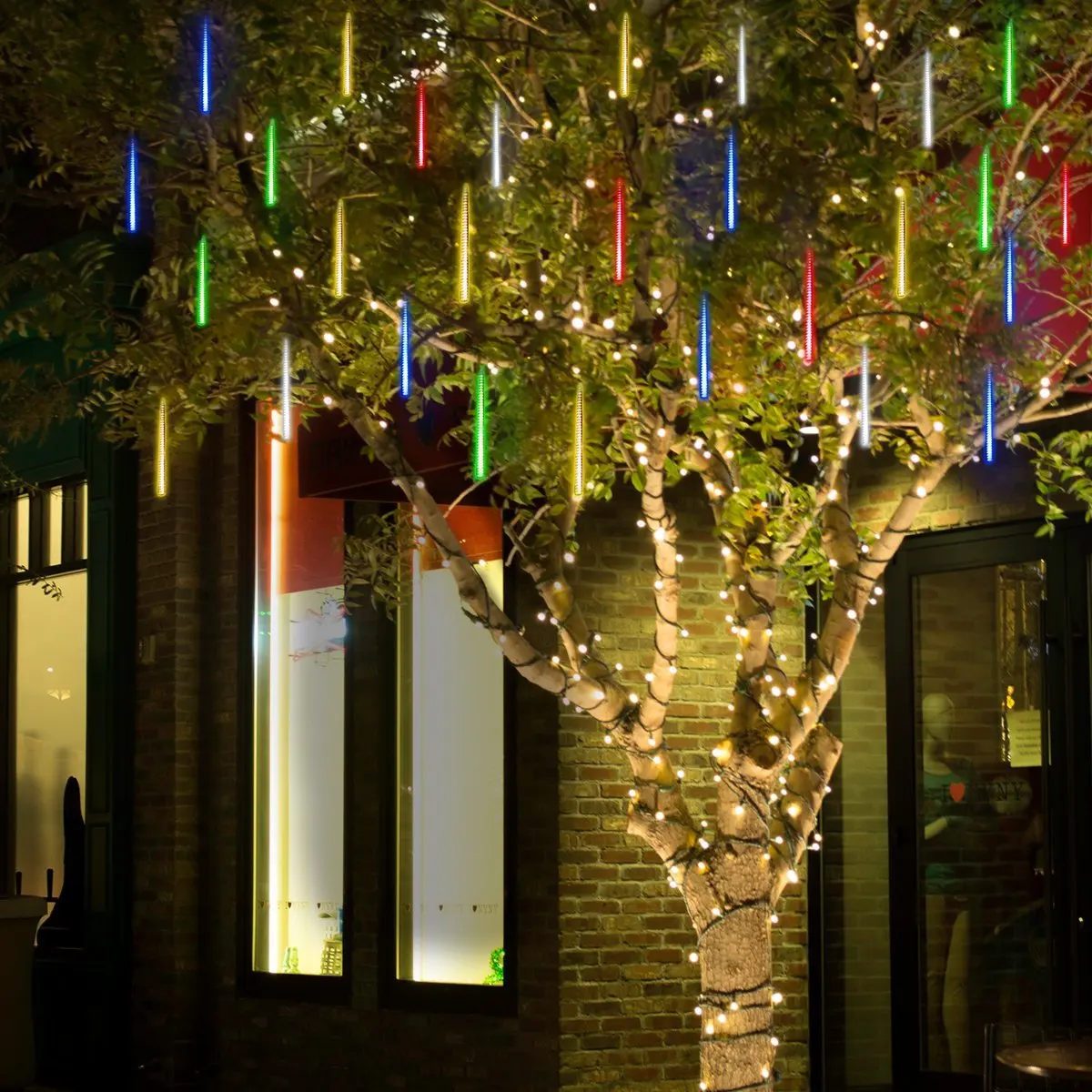 Светодиодная уличная гирлянсветильник на солнечной батарее 8 трубок фонарь