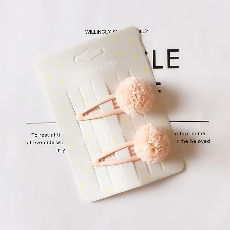 1pcs 5cm Hairpins Snap Hair Clips for Children Girls Hair Accessories Baby Cute Hair Clip Pins Gauze ball Color Metal Barrette
